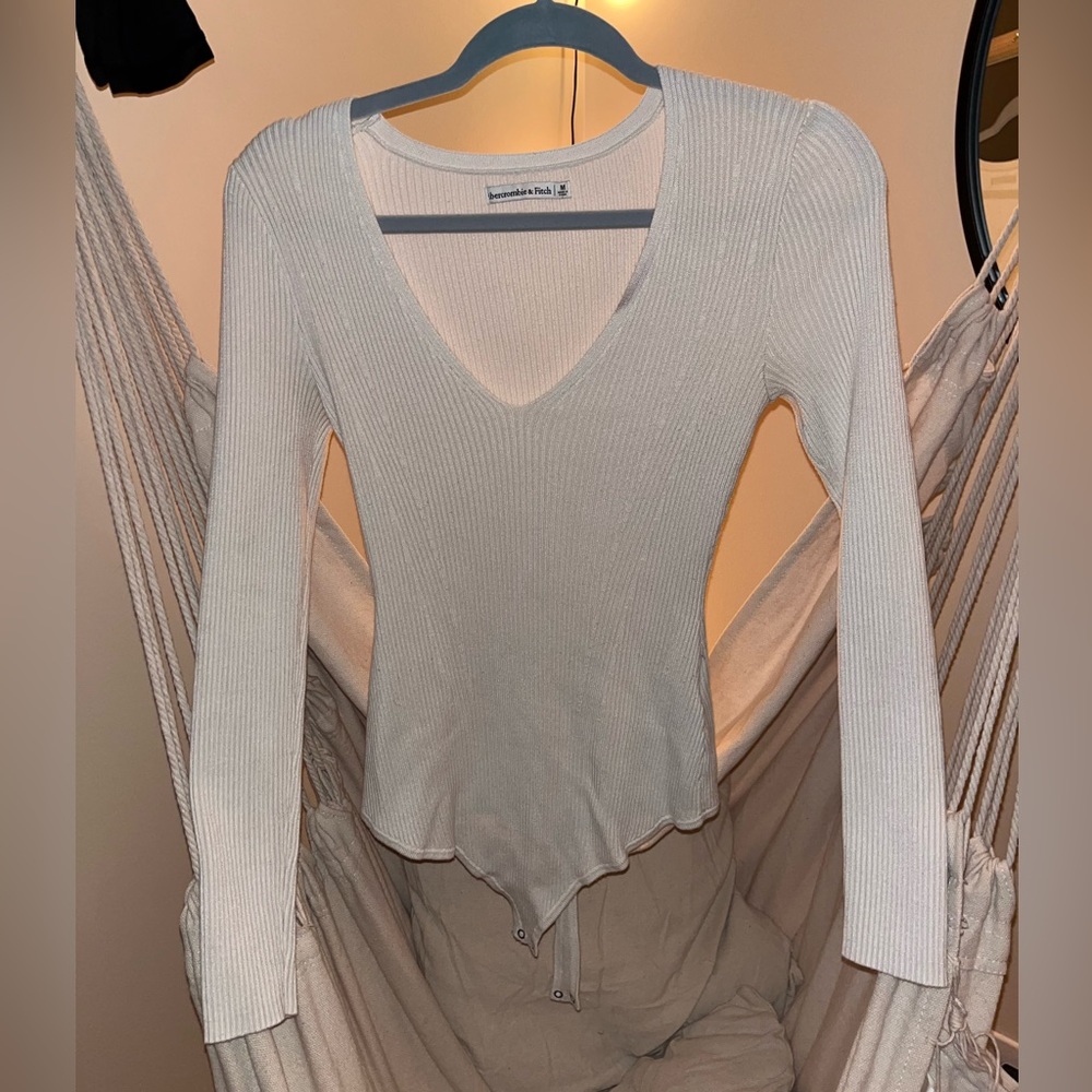 White Abercrombie bodysuit sweater